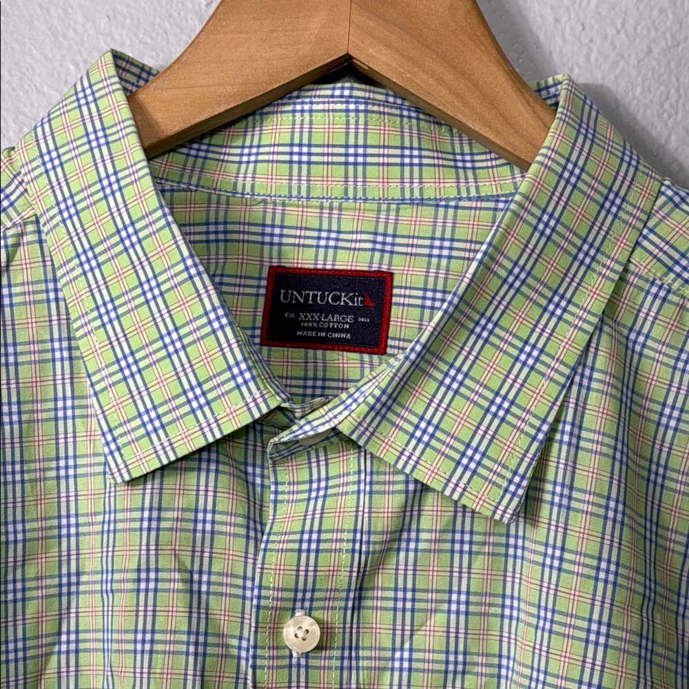 UNTUCKit Men's Green‎ Plaid Shirt
